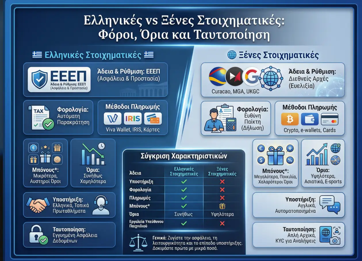 Σύγκριση: Ελληνικές vs ξένες στοιχηματικές εταιρίες.